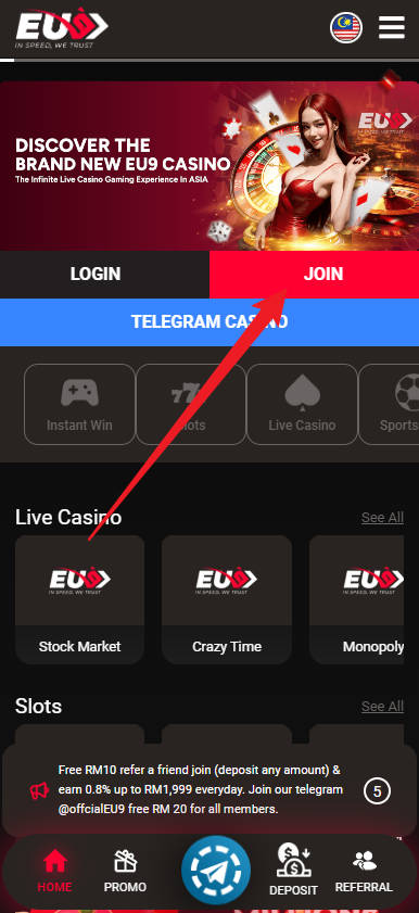 Eu9 Casino - Slot Bonus - Register A
